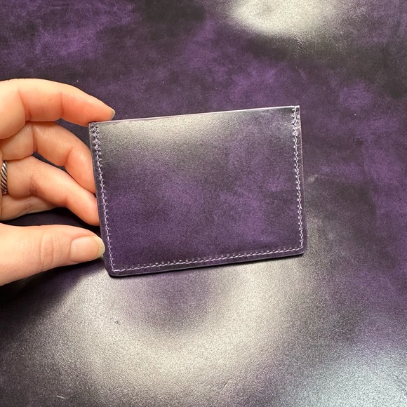Purple Cordovan Leather & Purple Alligator Card Holder - Picture 3 of 5